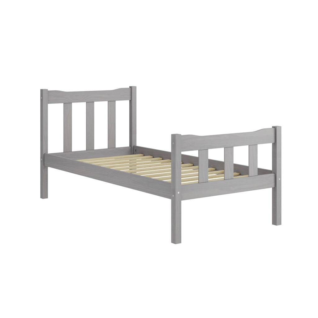 Tralee Grey Washed Wooden 3ft Single Bed with Panelled Headboard and Footboard