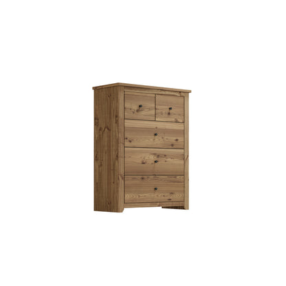 Tralee Brown Wooden 3+2 Storage Chest