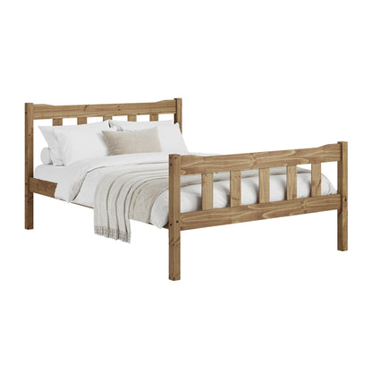 Tralee Brown Wooden 4ft6 Double Bed with Slatted Headboard and Footboard