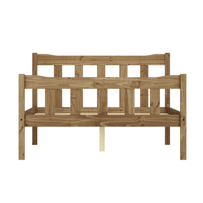 Tralee Brown Wooden 4ft6 Double Bed with Slatted Headboard and Footboard