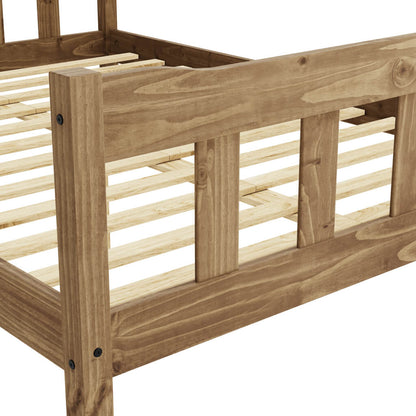 Tralee Brown Wooden 4ft6 Double Bed with Slatted Headboard and Footboard
