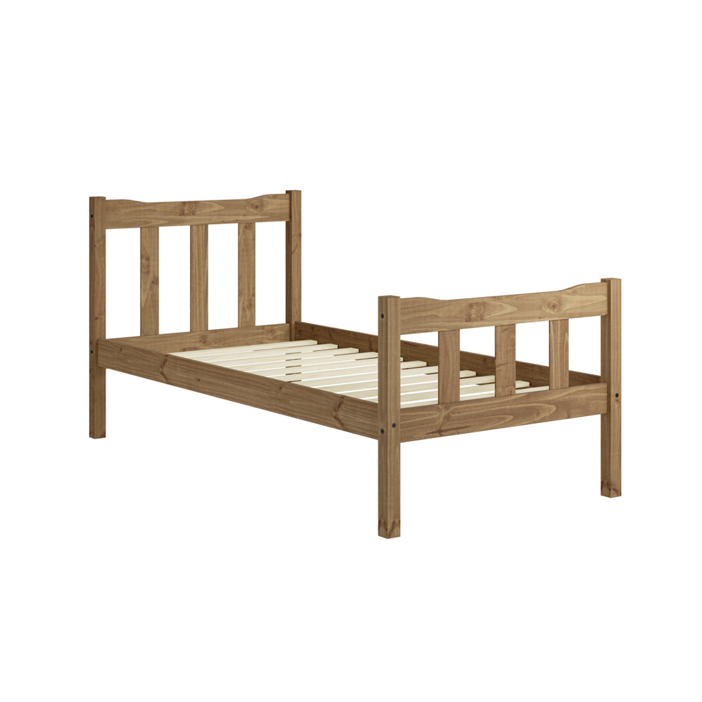 Tralee Brown Wooden 3ft Single Bed with Slatted Headboard and Footboard