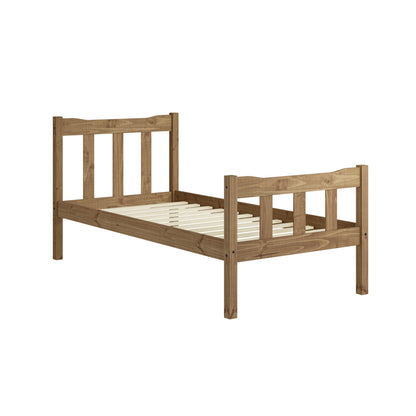 Tralee Brown Wooden 3ft Single Bed with Slatted Headboard and Footboard