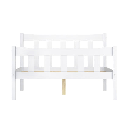 Tralee White Washed Wooden 4ft6 Double Bed with Slatted Headboard and Footboard