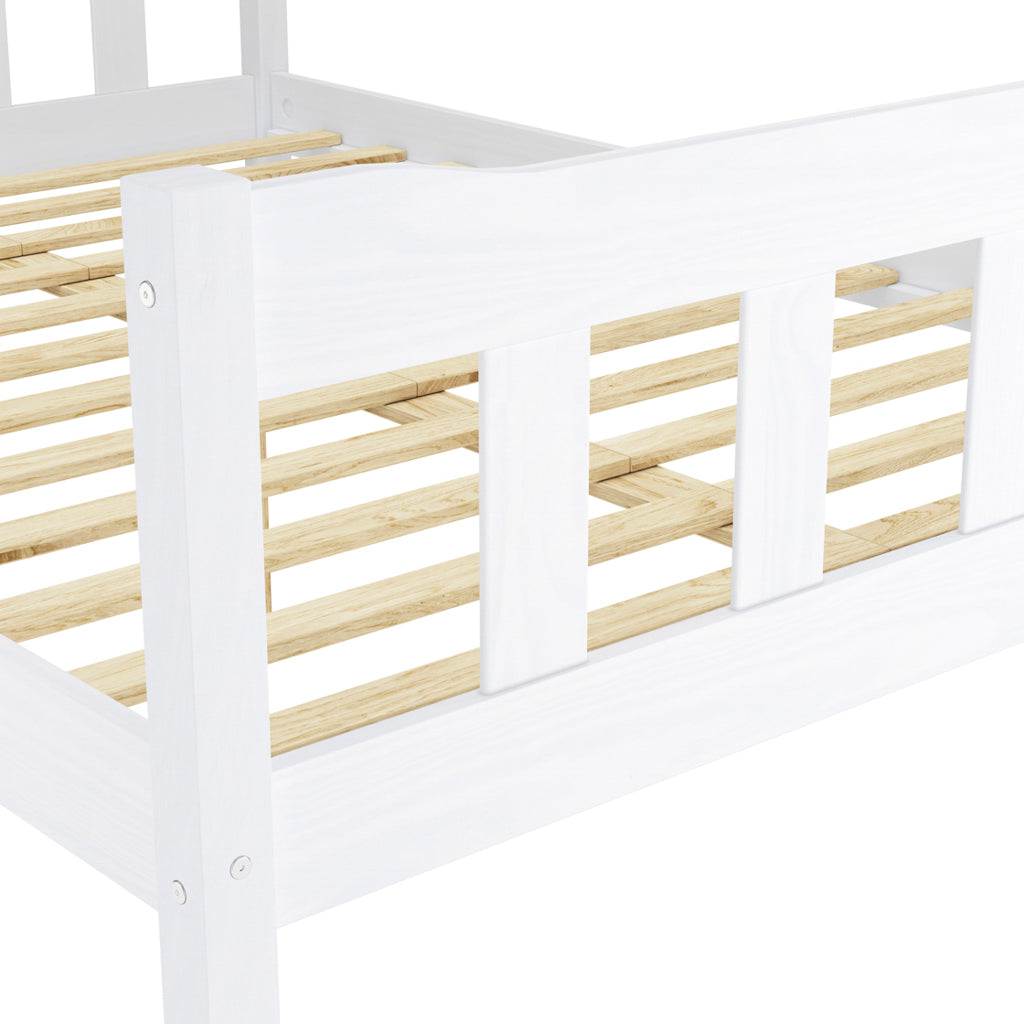 Tralee White Washed Wooden 4ft6 Double Bed with Slatted Headboard and Footboard