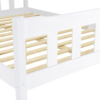 Tralee White Washed Wooden 4ft6 Double Bed with Slatted Headboard and Footboard