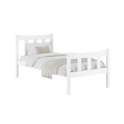 Tralee White Washed Wooden 3ft Single Bed with Slatted Headboard and Footboard