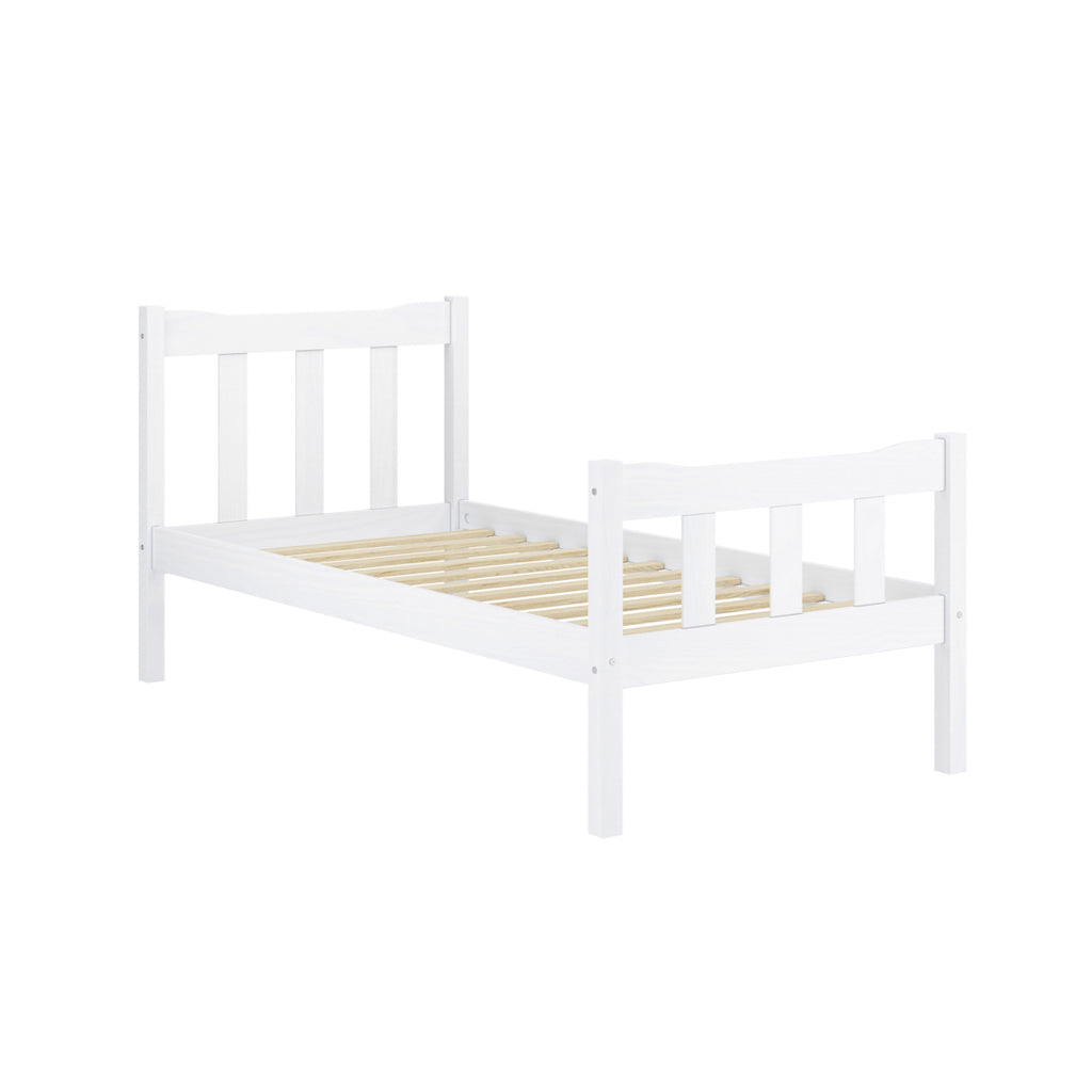 Tralee White Washed Wooden 3ft Single Bed with Slatted Headboard and Footboard