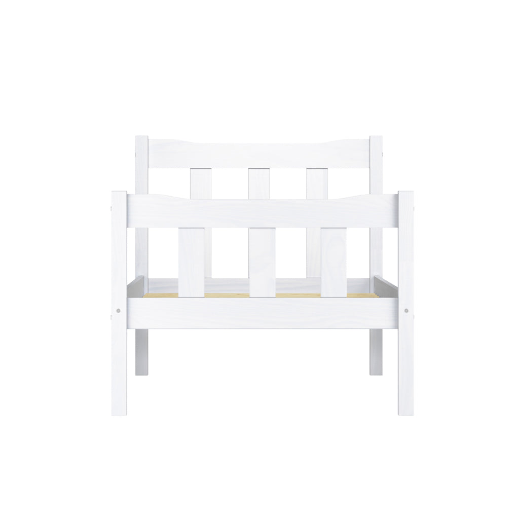 Tralee White Washed Wooden 3ft Single Bed with Slatted Headboard and Footboard