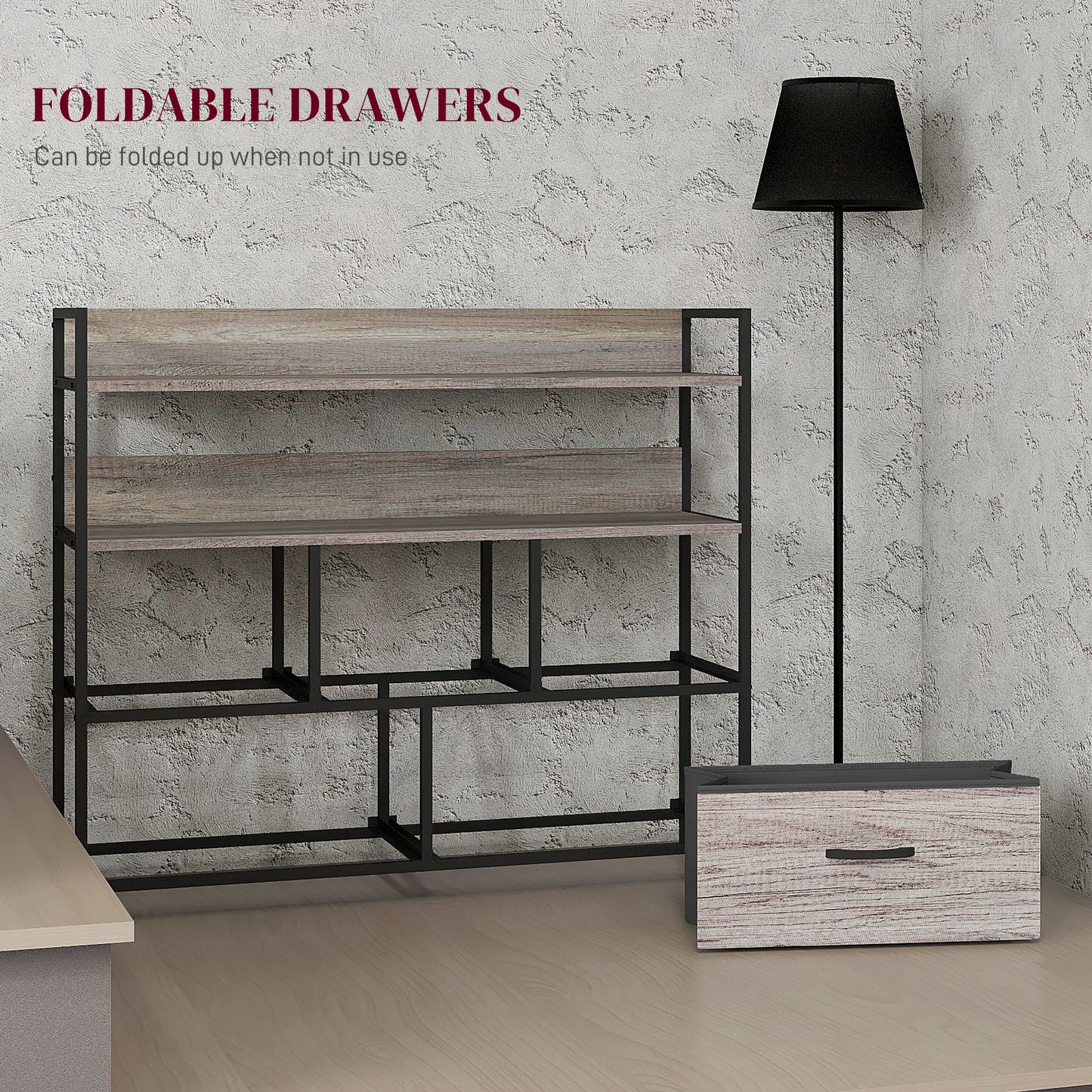 Rimo Fabric And Wood Grey Wood Effect 5 Drawer Rustic Storage Chest