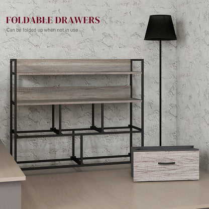 Rimo Fabric And Wood Grey Wood Effect 5 Drawer Rustic Storage Chest