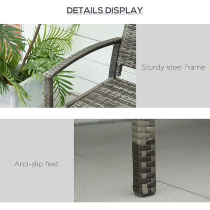 Mata Rattan Grey 2 Seater Garden Bench With Armrests