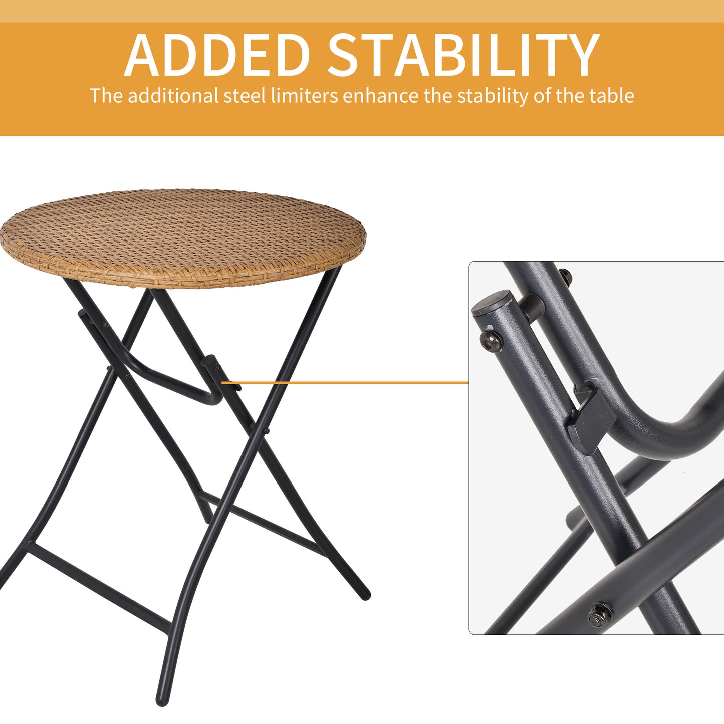 Inca Natural Rattan Rope 2 Seater Foldable Bistro Set With Chairs And Coffee Table