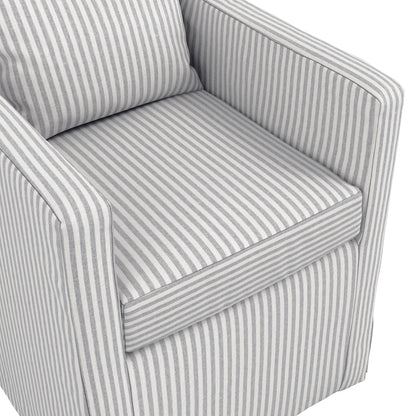 Isabella Grey and White Stripe Upholstered Armchair