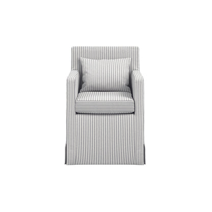 Isabella Grey and White Stripe Upholstered Armchair