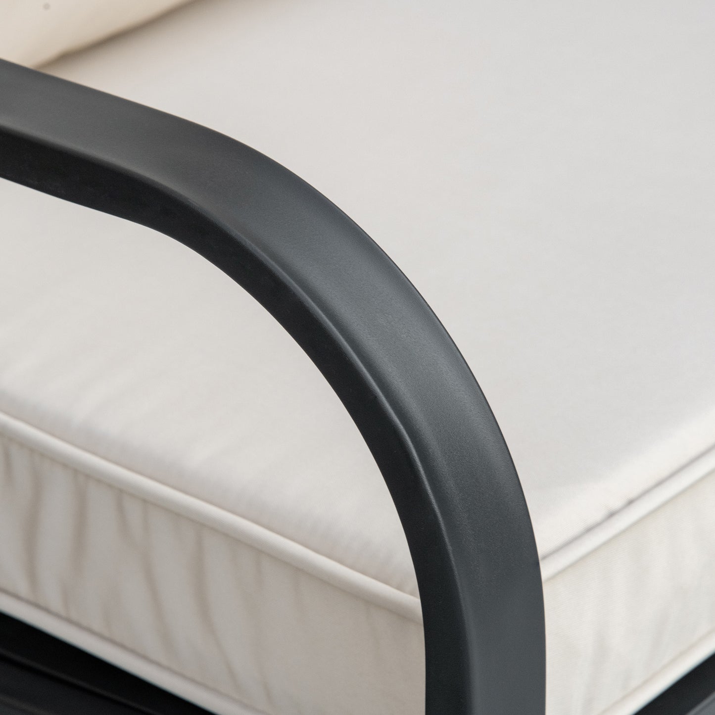 Yorota Metal And Fabric Cream 2 Outdoor Glider Bench With Cushions And Armrests