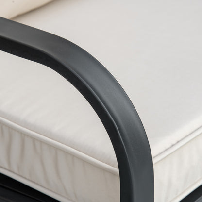 Yorota Metal And Fabric Cream 2 Outdoor Glider Bench With Cushions And Armrests