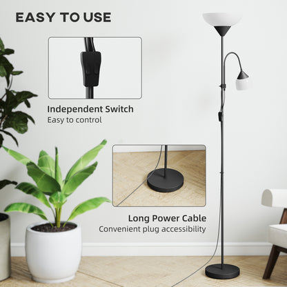 Rira Nido Metal Black LED Uplighter Floor Lamp With Adjustable Gooseneck