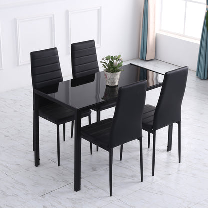Tasefi 120cm Metal Black Rectangular Glass Dining Table 4 Seater Kitchen Table