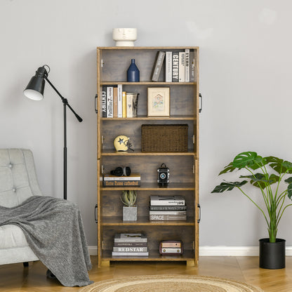 Mara Rustic Wood Effect Tall Farmhouse Storage Cabinet With 4 Doors And Internal Shelves