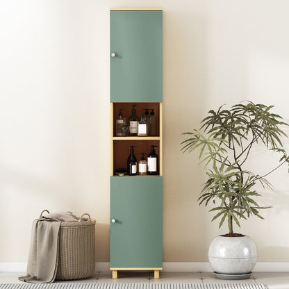 Vemale Bathroom Storage Cabinet With Adjustable And OFauxn Shelving Green