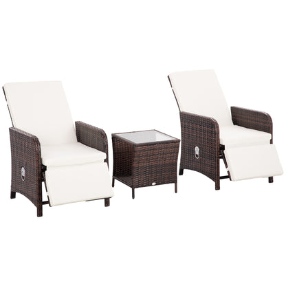 Nomo Cream and White Rattan 3 Piece Garden Outdoor Bistro Set With Cushions And Storage Function