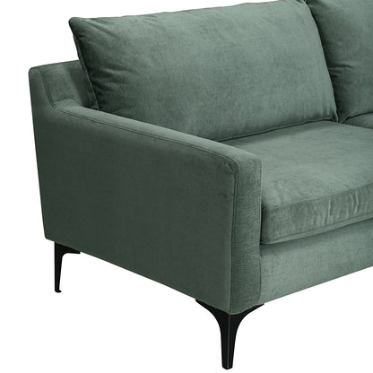 Buenafuente Green Velvet Upholstered 3 Seater Sofa