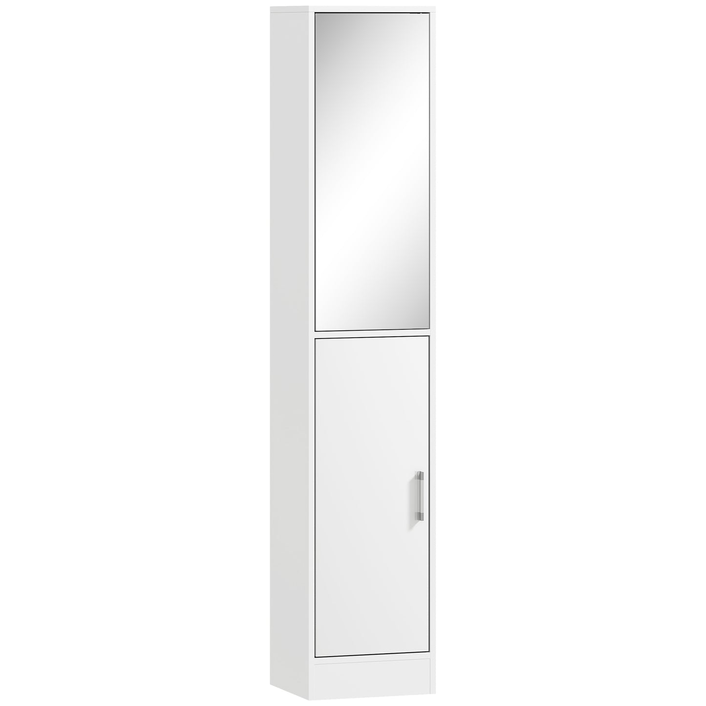 Lesa White Tall Bathroom Storage Cabinet With Mirror And Adjustable Shelves