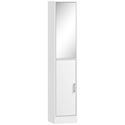 Lesa White Tall Bathroom Storage Cabinet With Mirror And Adjustable Shelves