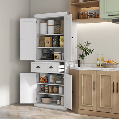 Nedi Valo Wooden White Freestanding Multi Storage Kitchen Cabinet
