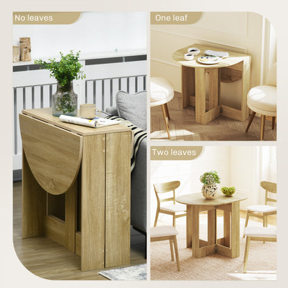 Vietma Wooden Oak Folding Drop Leaf Dining Table For Compact Kitchens