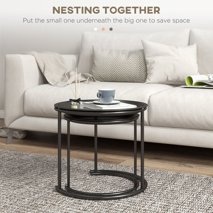 Fise Set Of 2 With Removable Tray Tops Metal Black Coffee Tables