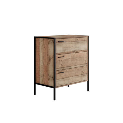 Lucan Oak Effect Distressed  3 Drawer Storage Chest