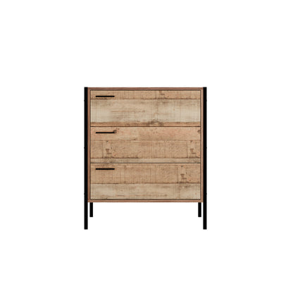 Lucan Oak Effect Distressed  3 Drawer Storage Chest