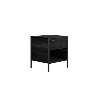 Ireland Black Wood Effect Bedside Table 2 Drawers