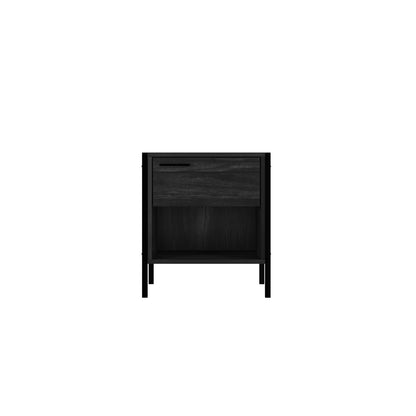 Ireland Black Wood Effect Bedside Table 2 Drawers