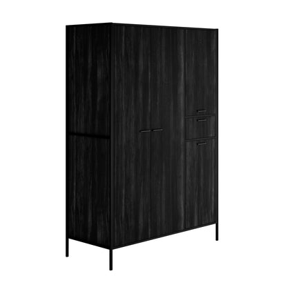 Ireland Black Wood Effect 3 Door Wardrobe 1 Drawer