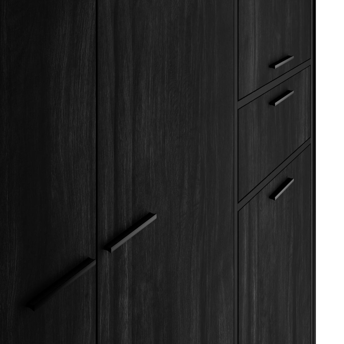 Ireland Black Wood Effect 3 Door Wardrobe 1 Drawer