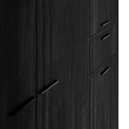 Ireland Black Wood Effect 3 Door Wardrobe 1 Drawer
