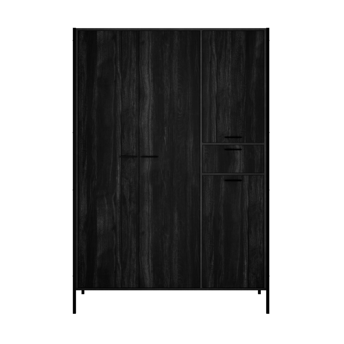 Ireland Black Wood Effect 3 Door Wardrobe 1 Drawer