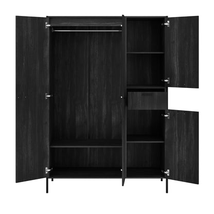 Ireland Black Wood Effect 3 Door Wardrobe 1 Drawer
