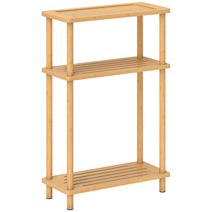 Neliyo Bamboo Natural 3 Tier Slim Side Table With Nordic Style Design