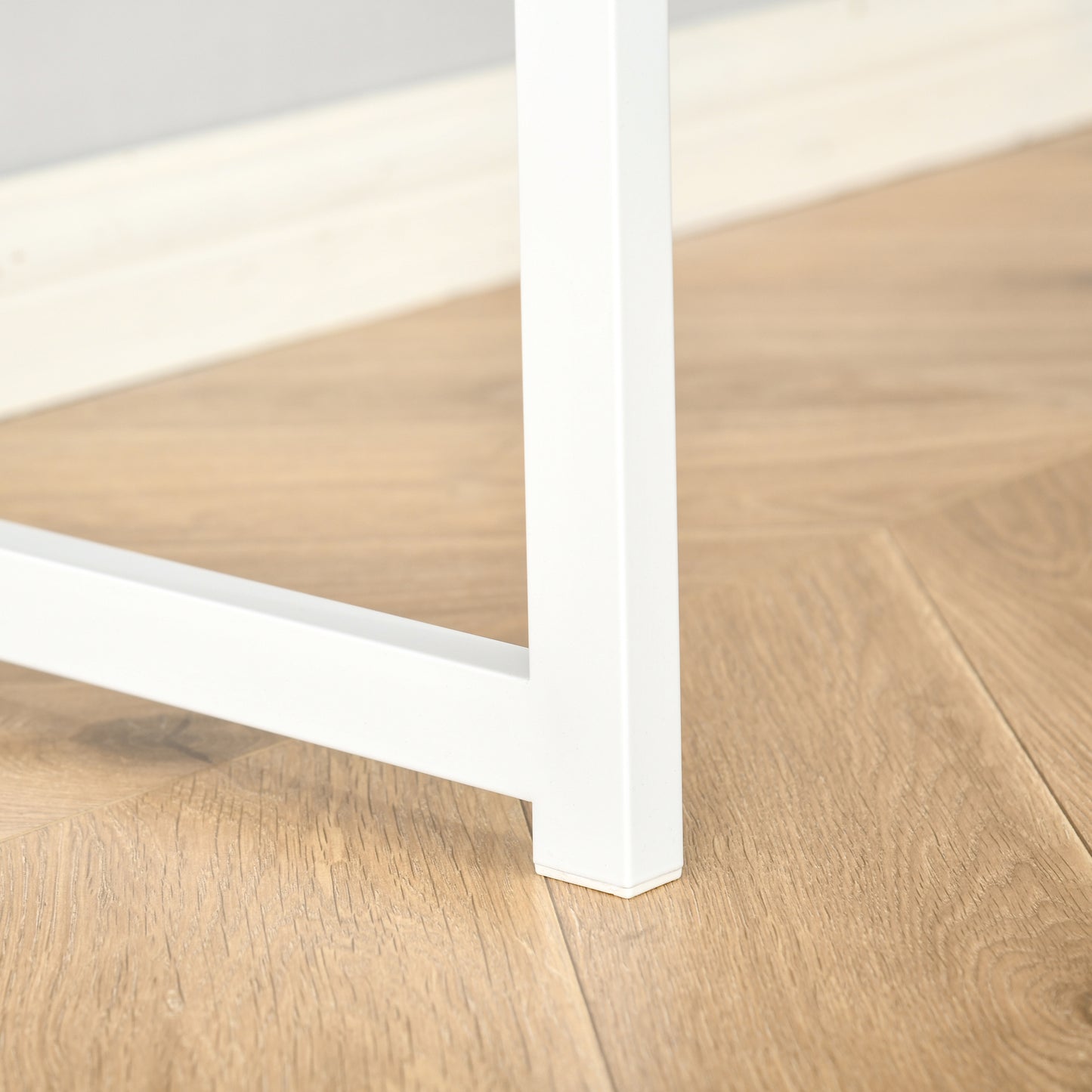 Haba 120cm Wooden Oak and White Metal Folding L Shaped Desk With 2 Tier Storage Shelves
