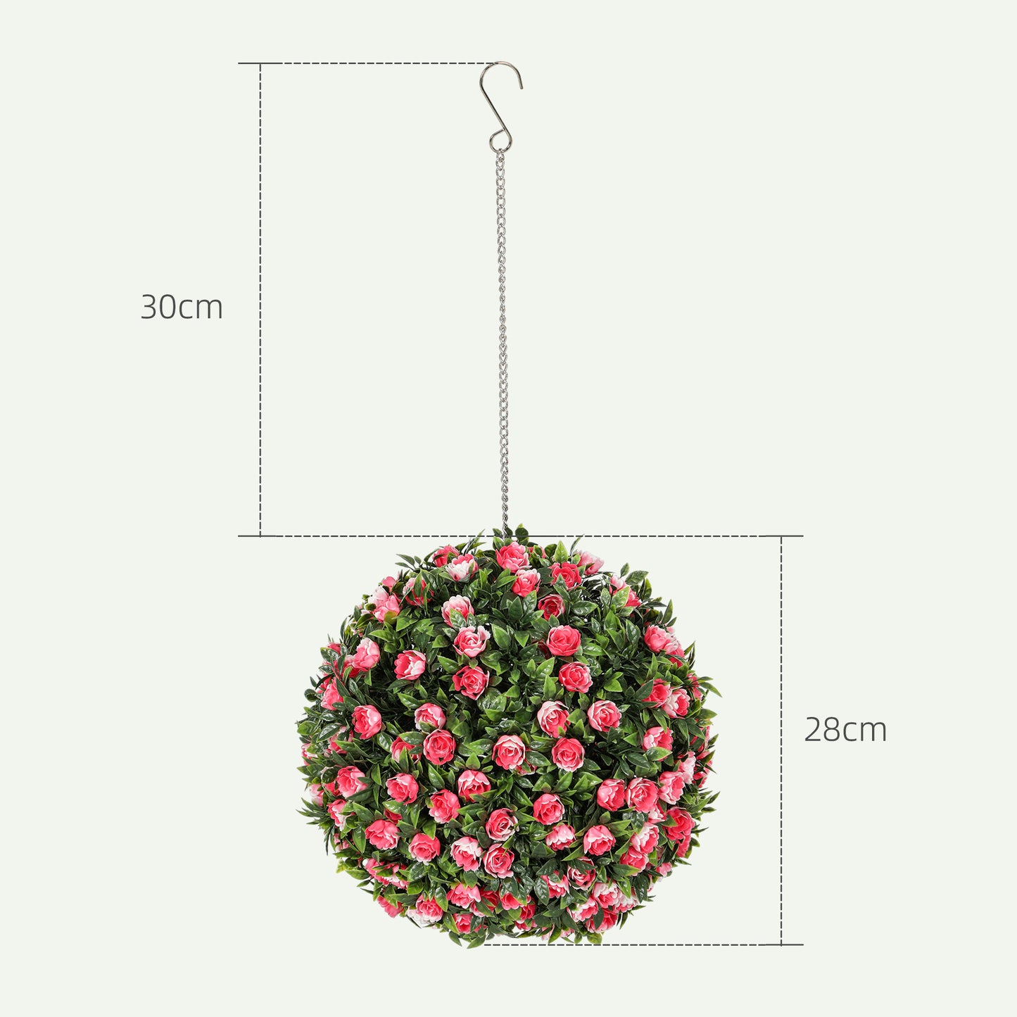 Colana Yoli Set Of 2 Artificial UV Resistant Rose Style Topiary Balls H8 28cm Pink