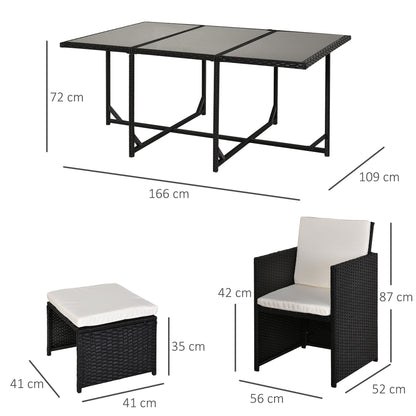 Lokeha 10 Seater Black Rattan And Cream Outdoor Dining Set