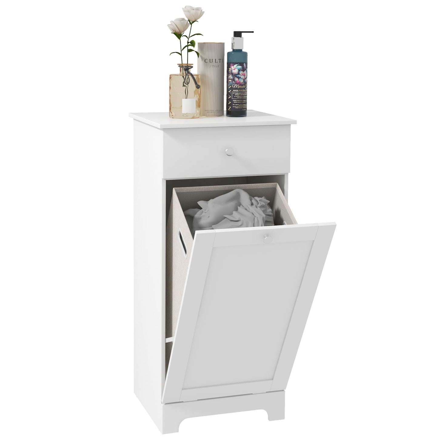 Fala White Single HamFauxr Laundry Storage Cabinet