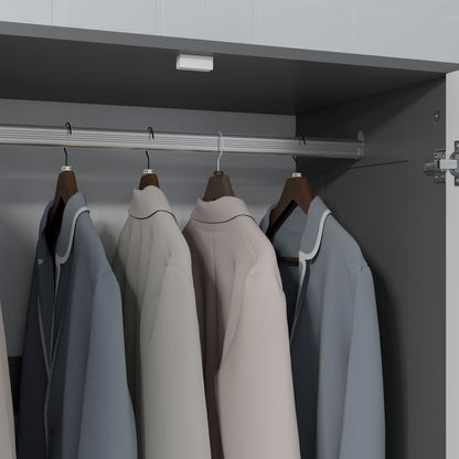 Corario Wooden Grey and White 2 Door Wardrobe With 3 Drawers And Hanging Rod