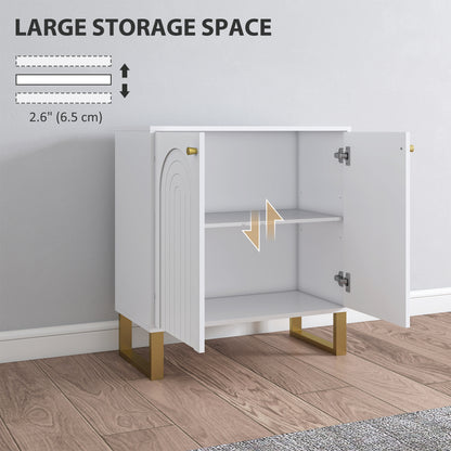 Tarezi Nedi White 2 Door Sideboard Storage Cabinet With Golden Accents