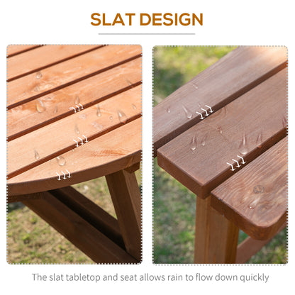 Bataba Brown Fir Wood 8 Seater Outdoor Picnic Table Set