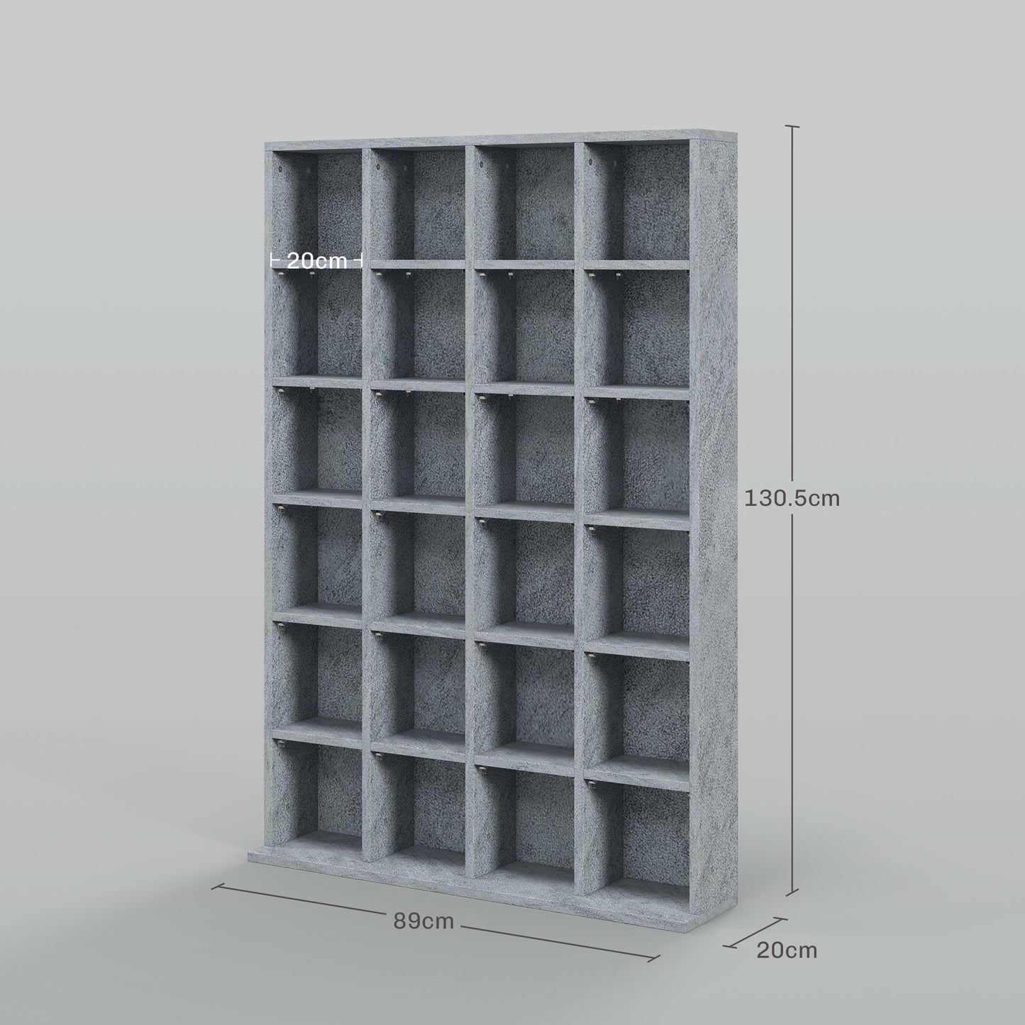 Kavilu Wood Cement Grey CD Storage Cabinet With Adjustable Shelves 89 x 130.5 cm